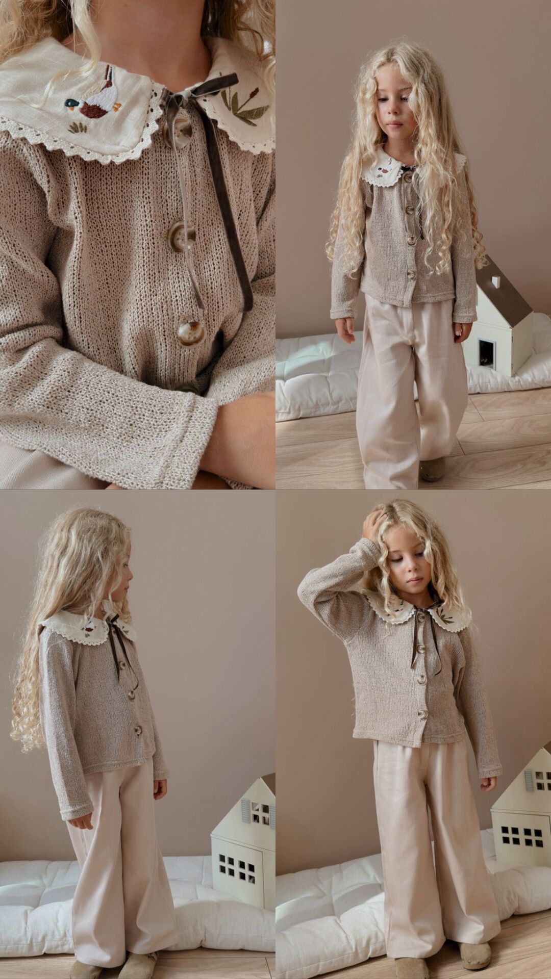 Kız çocuk triko-gabardin takım