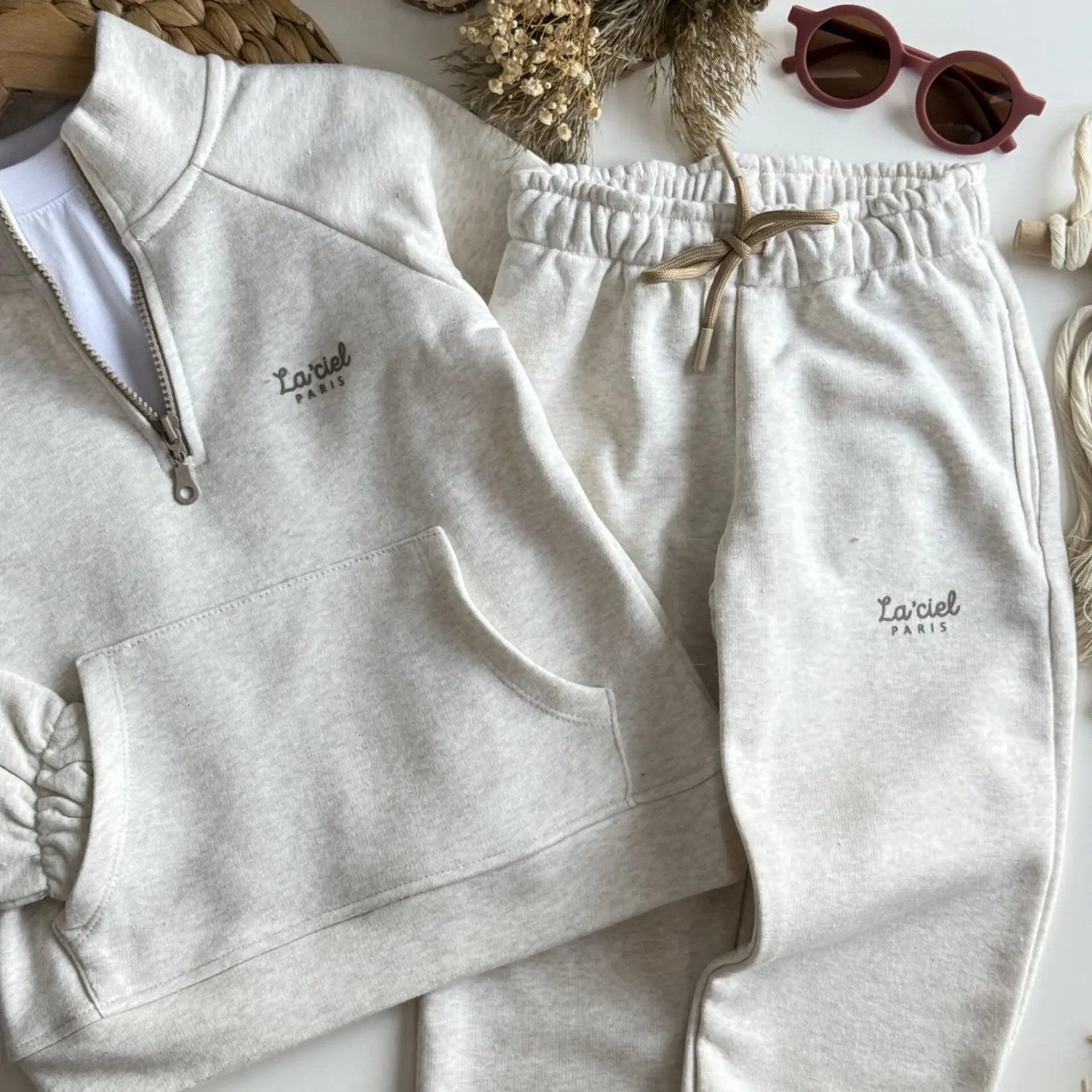 3 iplik kumaş unisex Laciel yarım fermuarlı takım