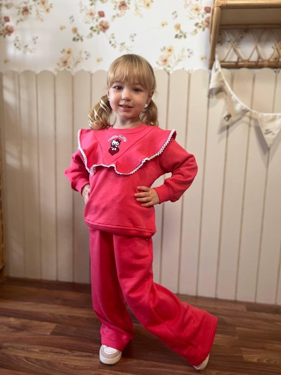 3 iplik kumaş hello kitty kışlık kız çocuk takım