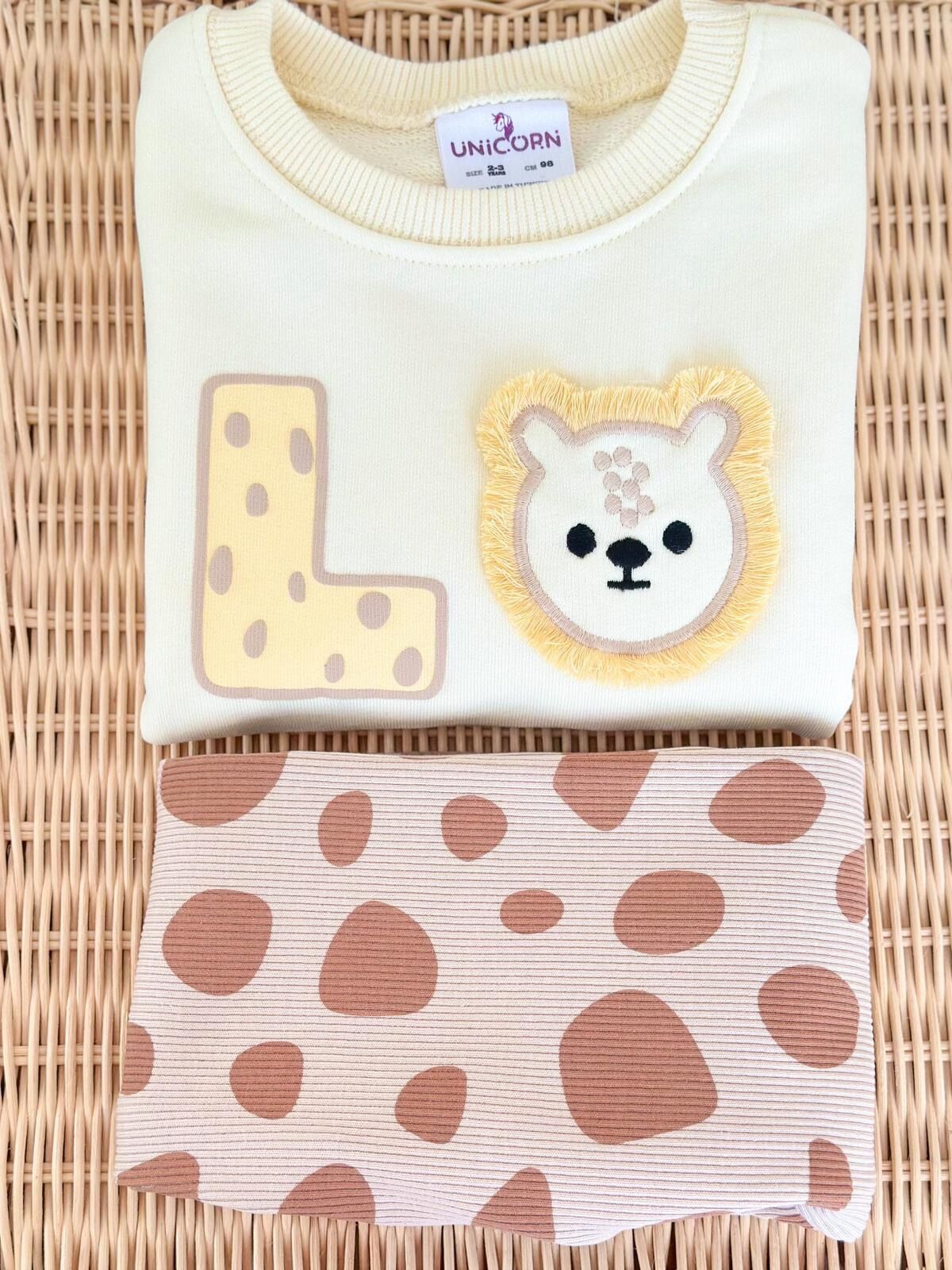 3 iplik kumaş kız çocuk taytlı takım(ZOO)