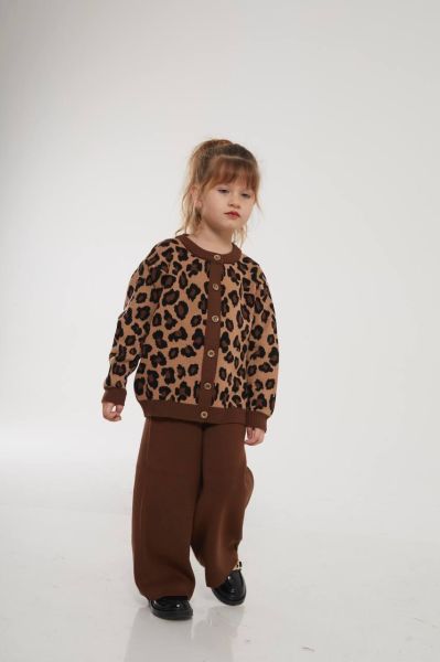 Leopar desenli triko kız çocuk takım