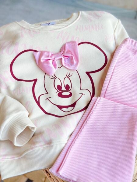 3 iplik kız çocuk ispanyol paça taytlı kışlık takım(Minnie)