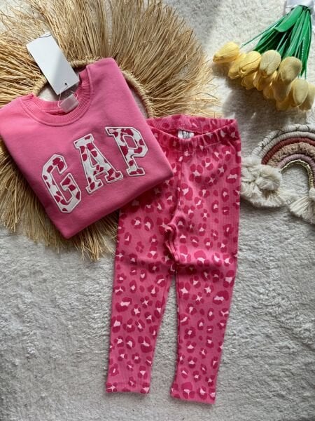 3 iplik kız çocuk kışlık taytlı takım(leopar)