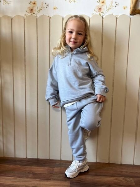 3 iplik unisex kışlık yarım fermuarlı takım