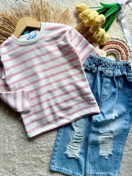 Laciel unisex çizgili t-shirt