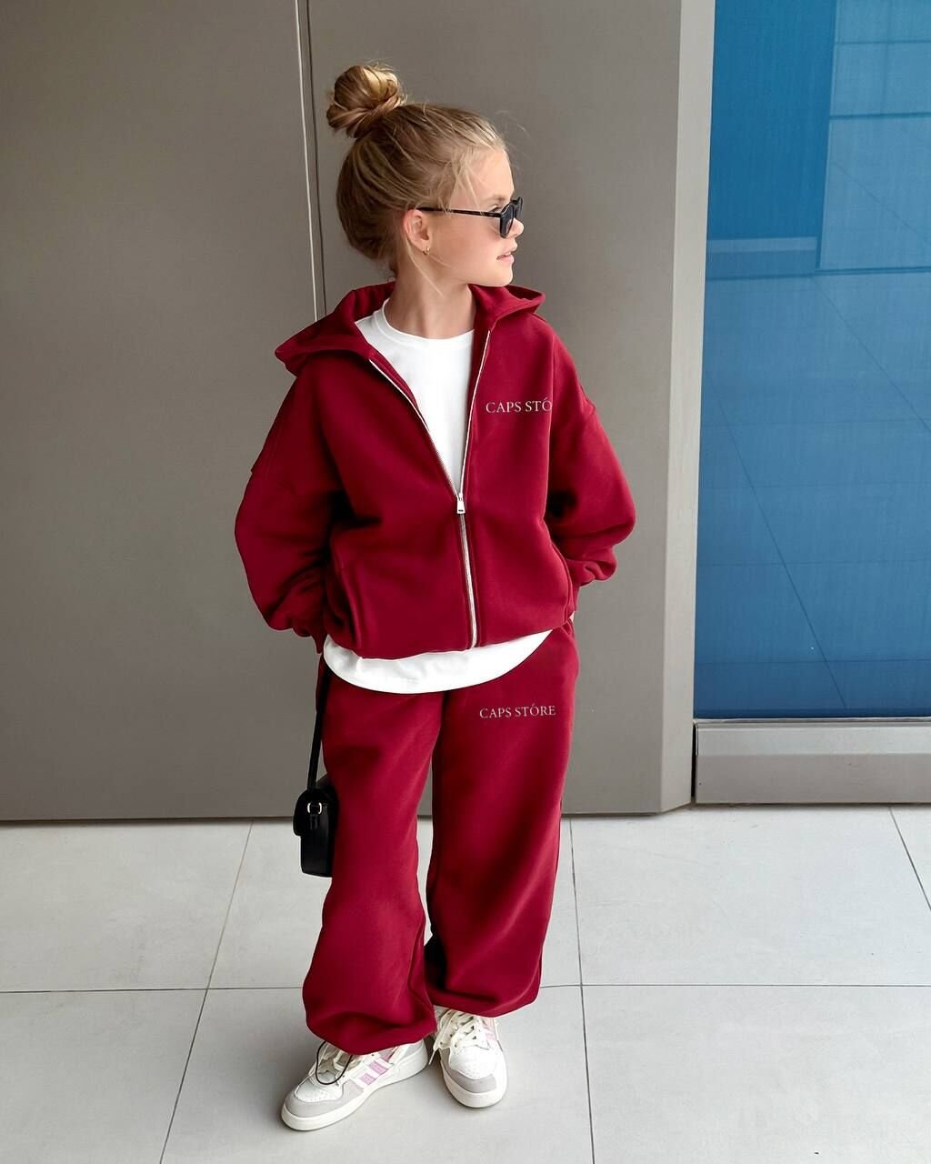Unisex fermuarlı 3 iplik kumaş kışlık takım