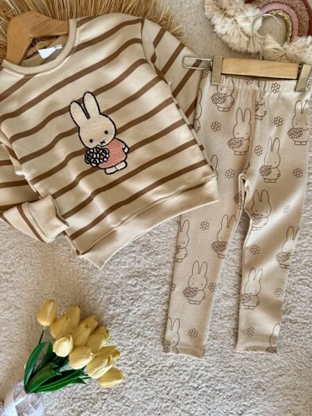 3 iplik kız çocuk Miffy kışlık taytlı takım