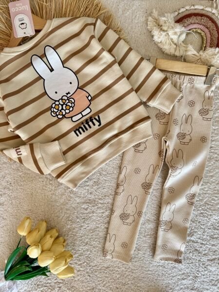 3 iplik kız çocuk Miffy kışlık taytlı takım