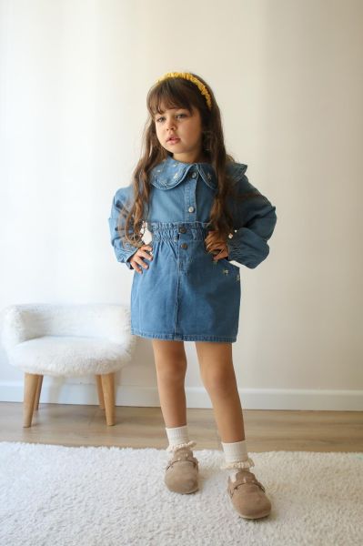 Kız çocuk denim etekli takım