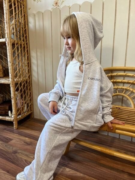 3 iplik unisex kışlık fermuarlı takım