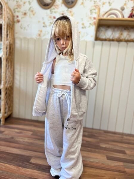 3 iplik unisex kışlık fermuarlı takım