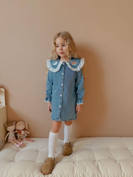 Kız çocuk denim elbise