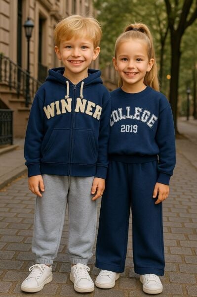 2 iplik kumaş unisex eşofman takım