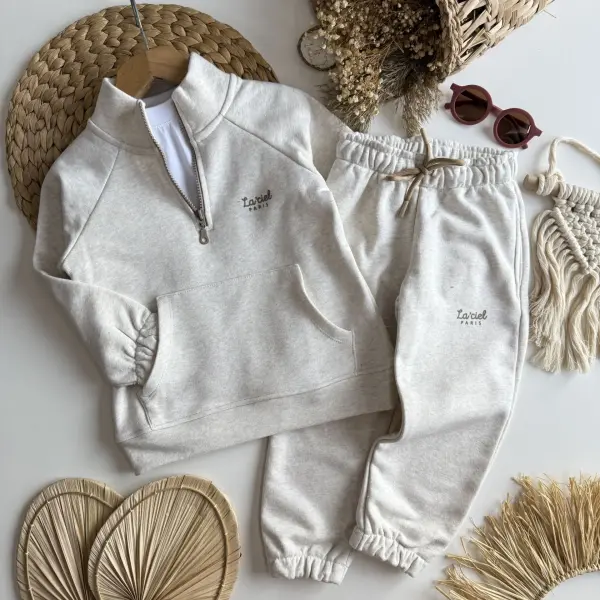 3 iplik kumaş unisex Laciel yarım fermuarlı takım