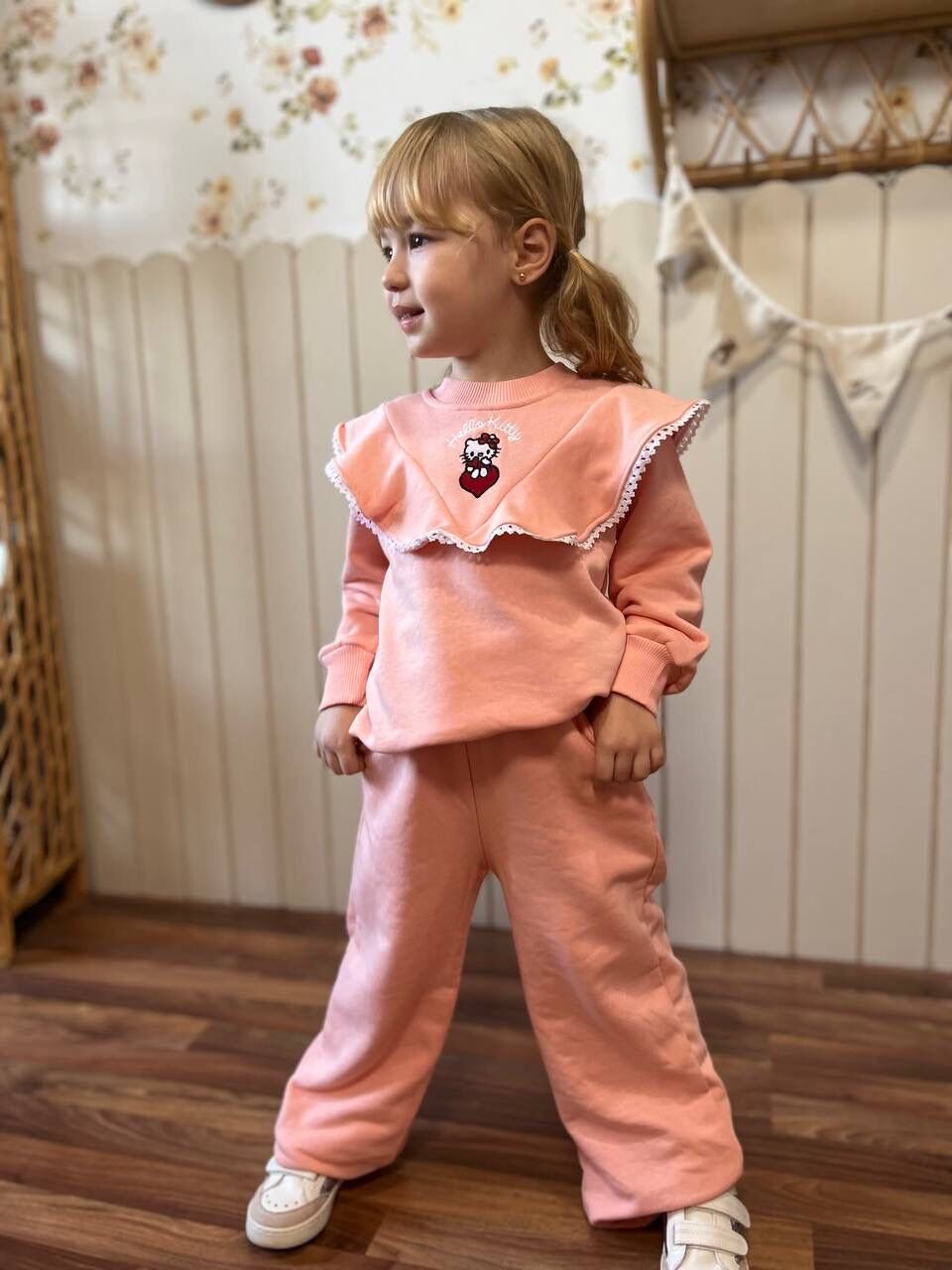 3 iplik kumaş hello kitty kışlık kız çocuk takım