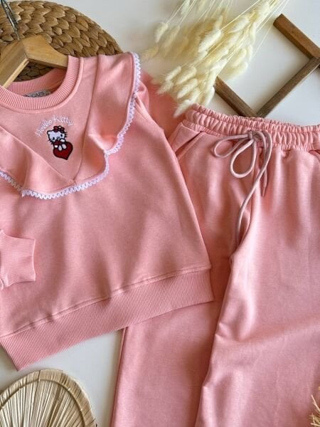 3 iplik kumaş hello kitty kışlık kız çocuk takım