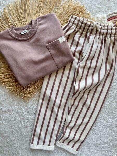 3 iplik unisex kışlık takım(çizgili pantolonlu)