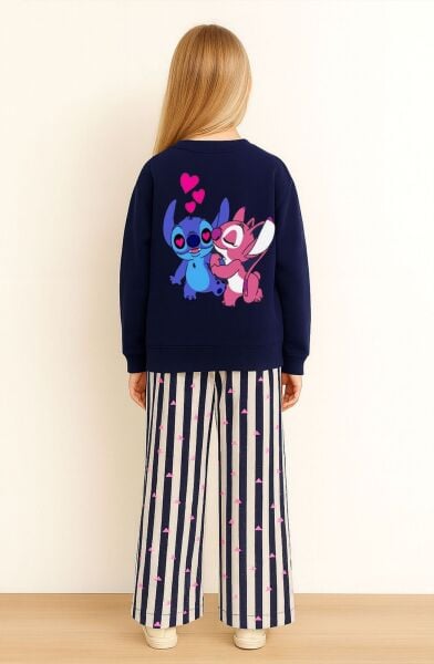 3 iplik kumaş kız çocuk kışlık takım(stitch)