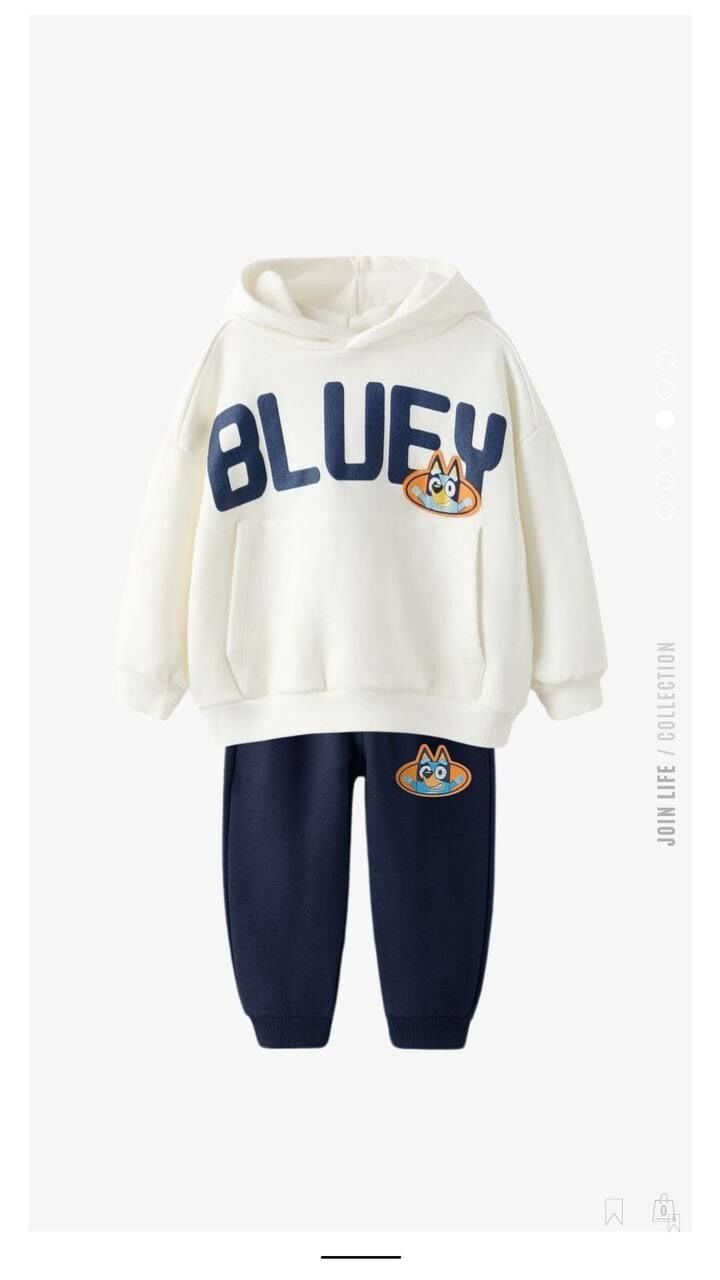 3 iplik unisex kışlık Bluey takım