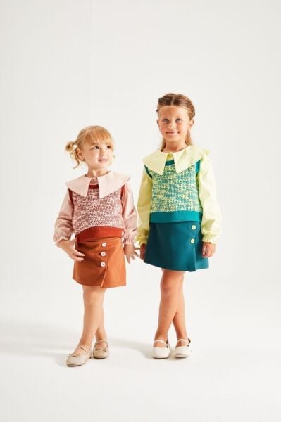 Kız çocuk özel seri vintage etekli 3lü takım