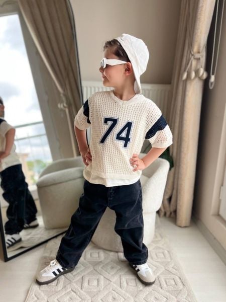 Erkek çocuk örgü triko denim takım