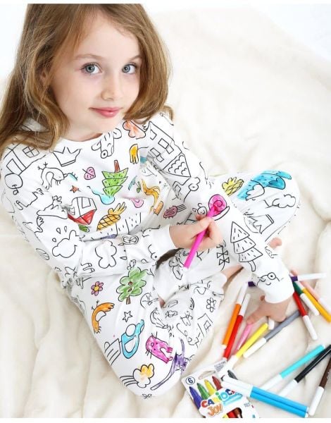 Eğitici ve boya kalemi hediyeli %100 pamuklu pijama takımı