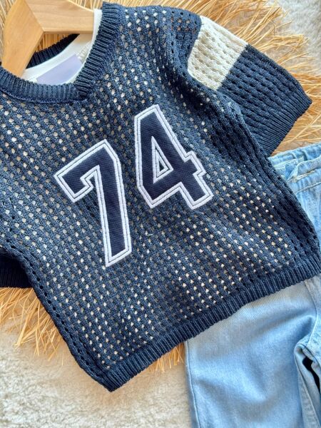 Erkek çocuk örgü triko denim takım