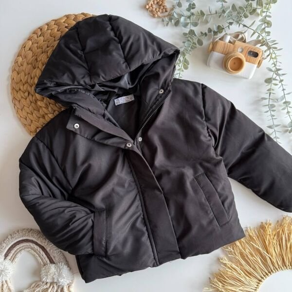 Unisex şişme kapüşonlu mont