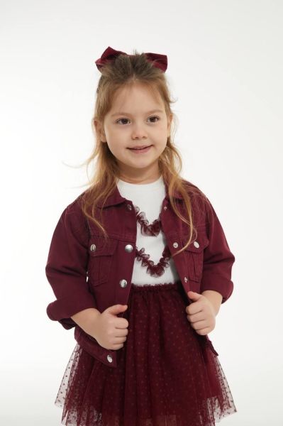 Kız çocuk tütü etekli ve denim ceketli 3lü set