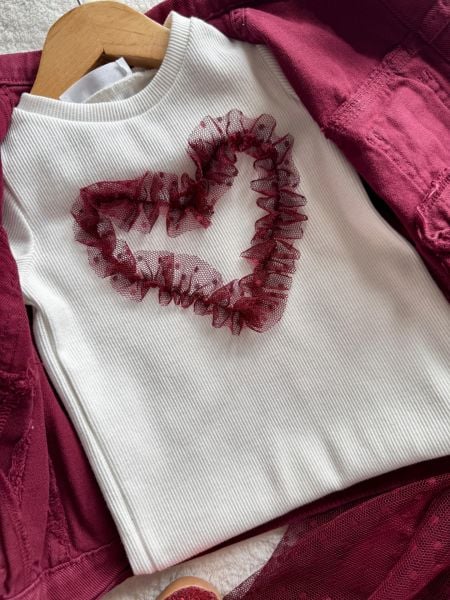 Kız çocuk tütü etekli ve denim ceketli 3lü set