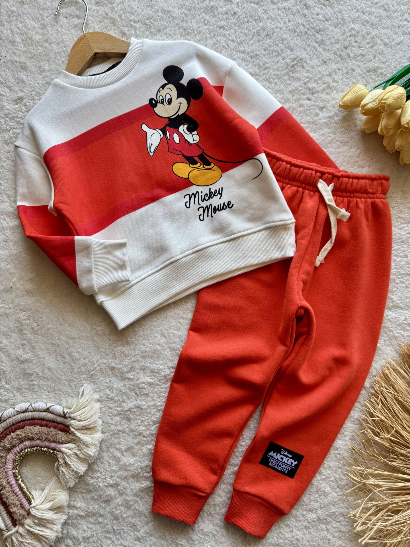 3 iplik kumaş kışlık unisex Mickey takım LUC