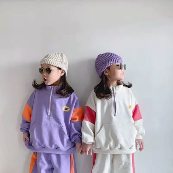 Laciel kız çocuk 3 iplik kışlık takım(cool sloganlı)(mor)